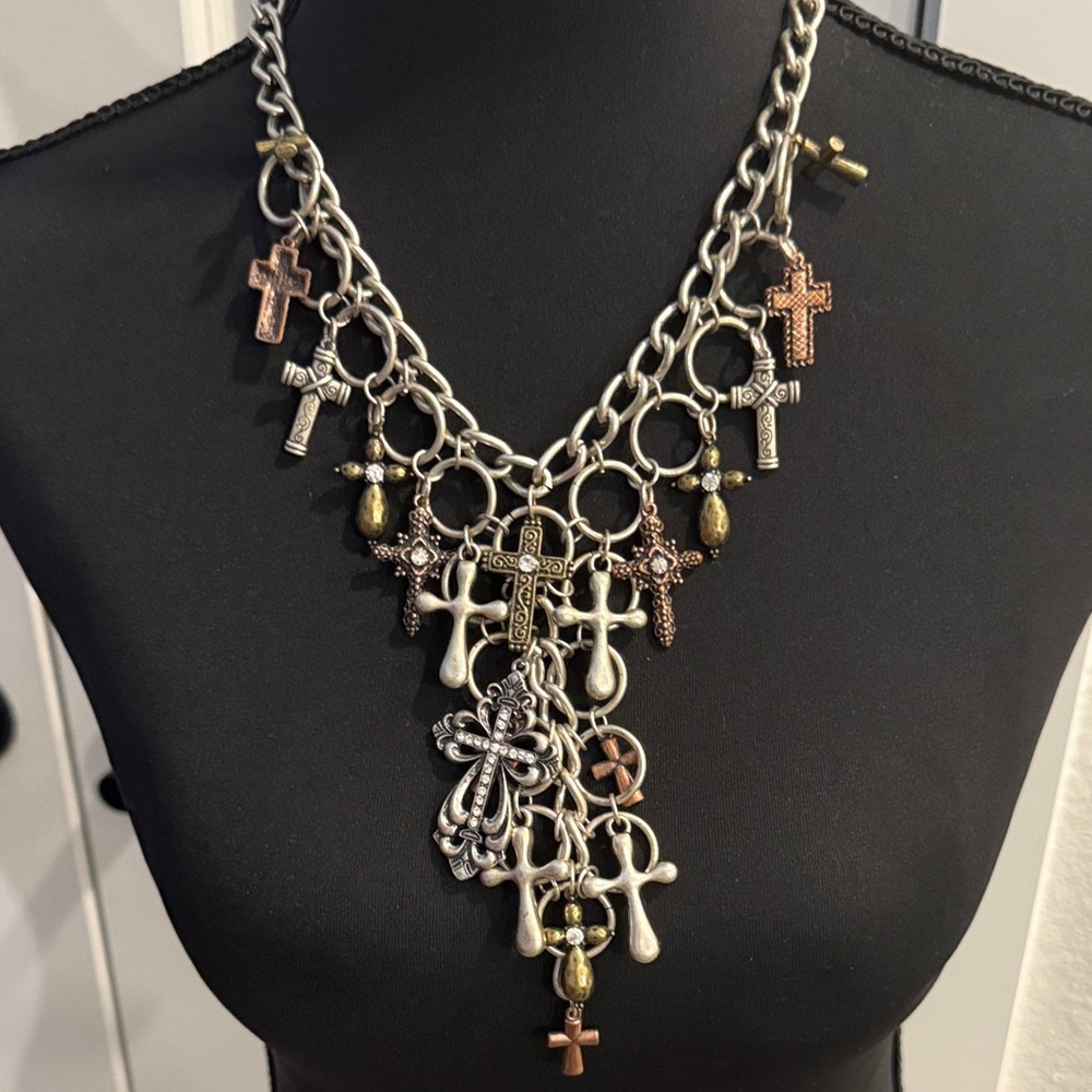 Multi-Color Cross Charm Necklace
